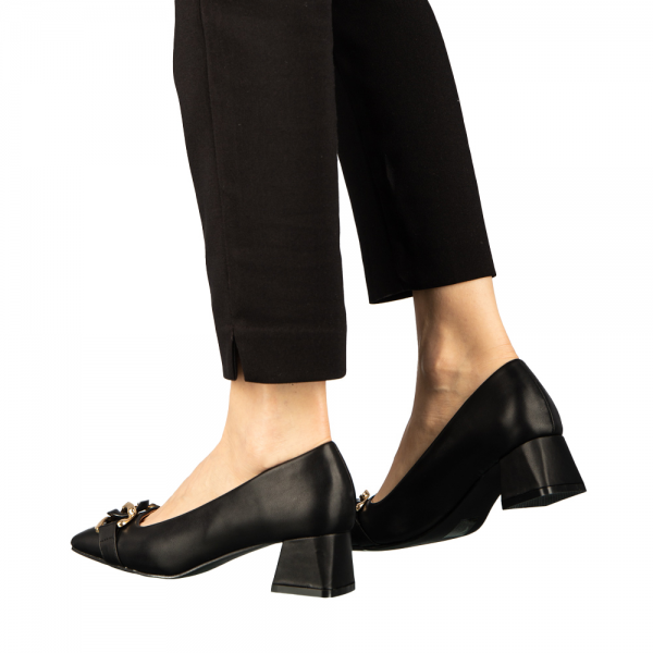 Дамски обувки с ток черни от еко кожа  Sansiro, 5 - Kalapod.bg